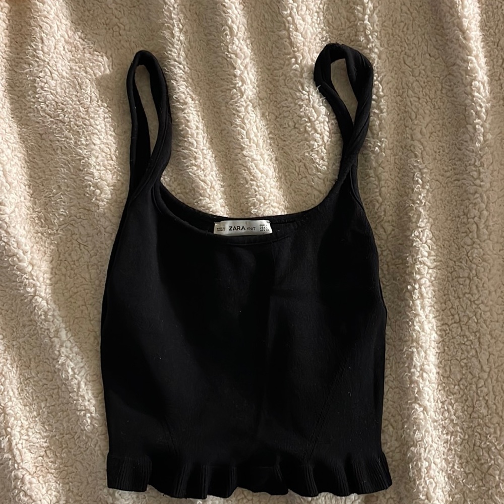 Zara Black Knit crop top size M